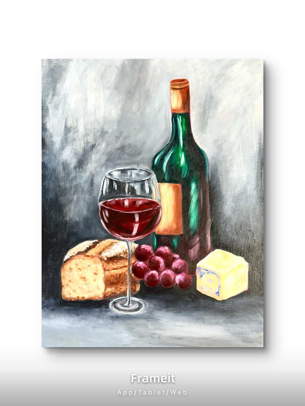 Evening Wine & Cheese – Original mixed media painting