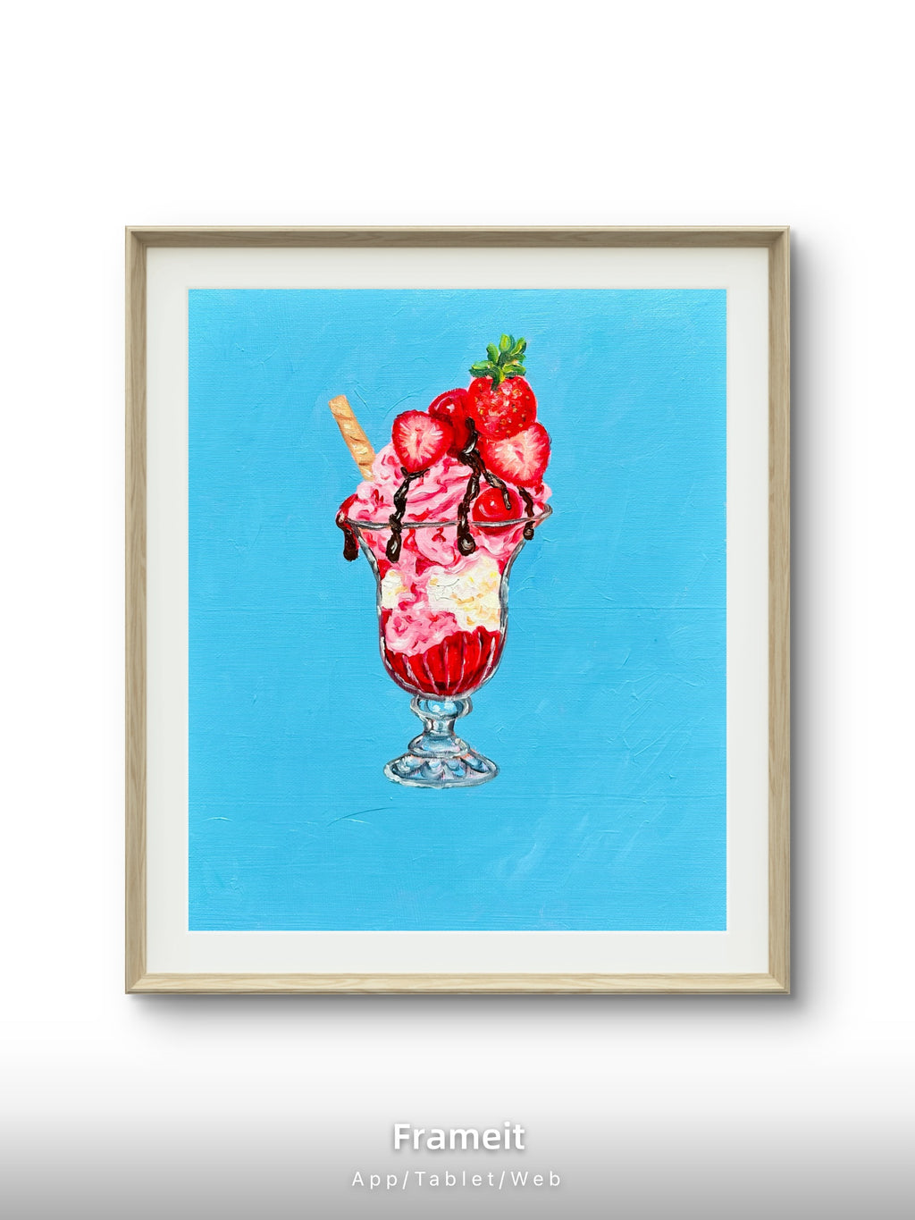 Strawberry Sundae -Original oil painting