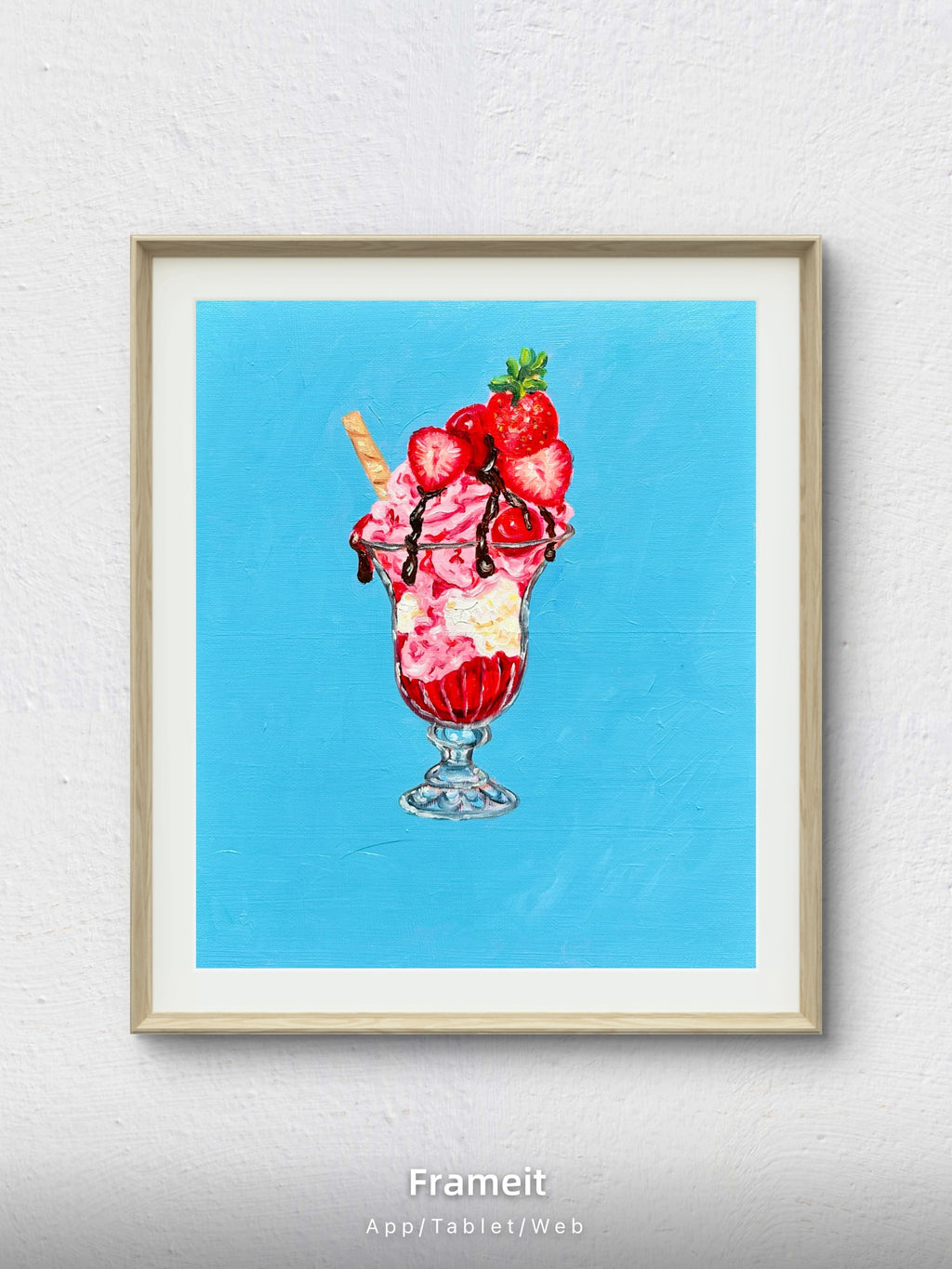 Strawberry Sundae -Original oil painting