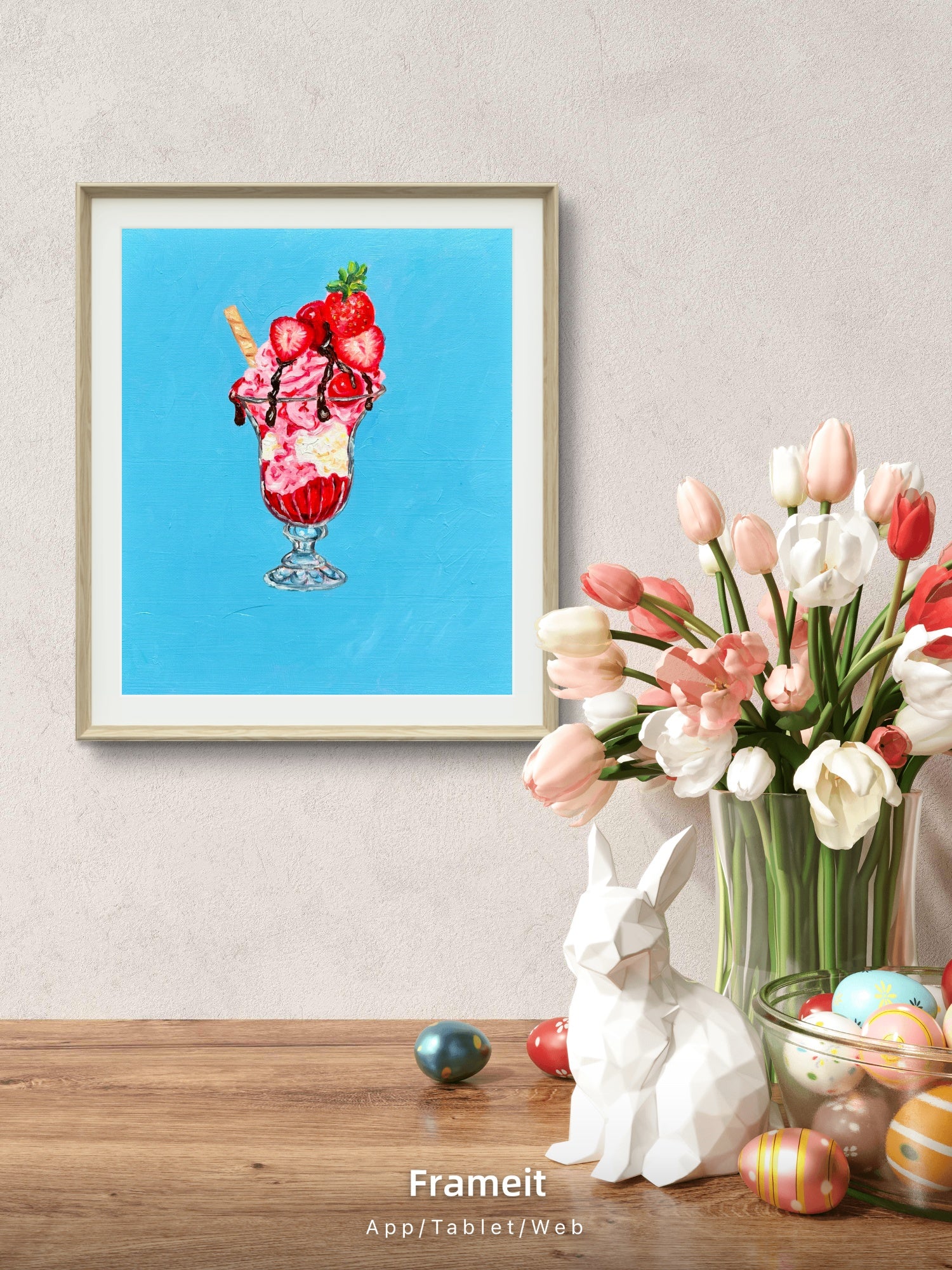 Strawberry Sundae -Original oil painting