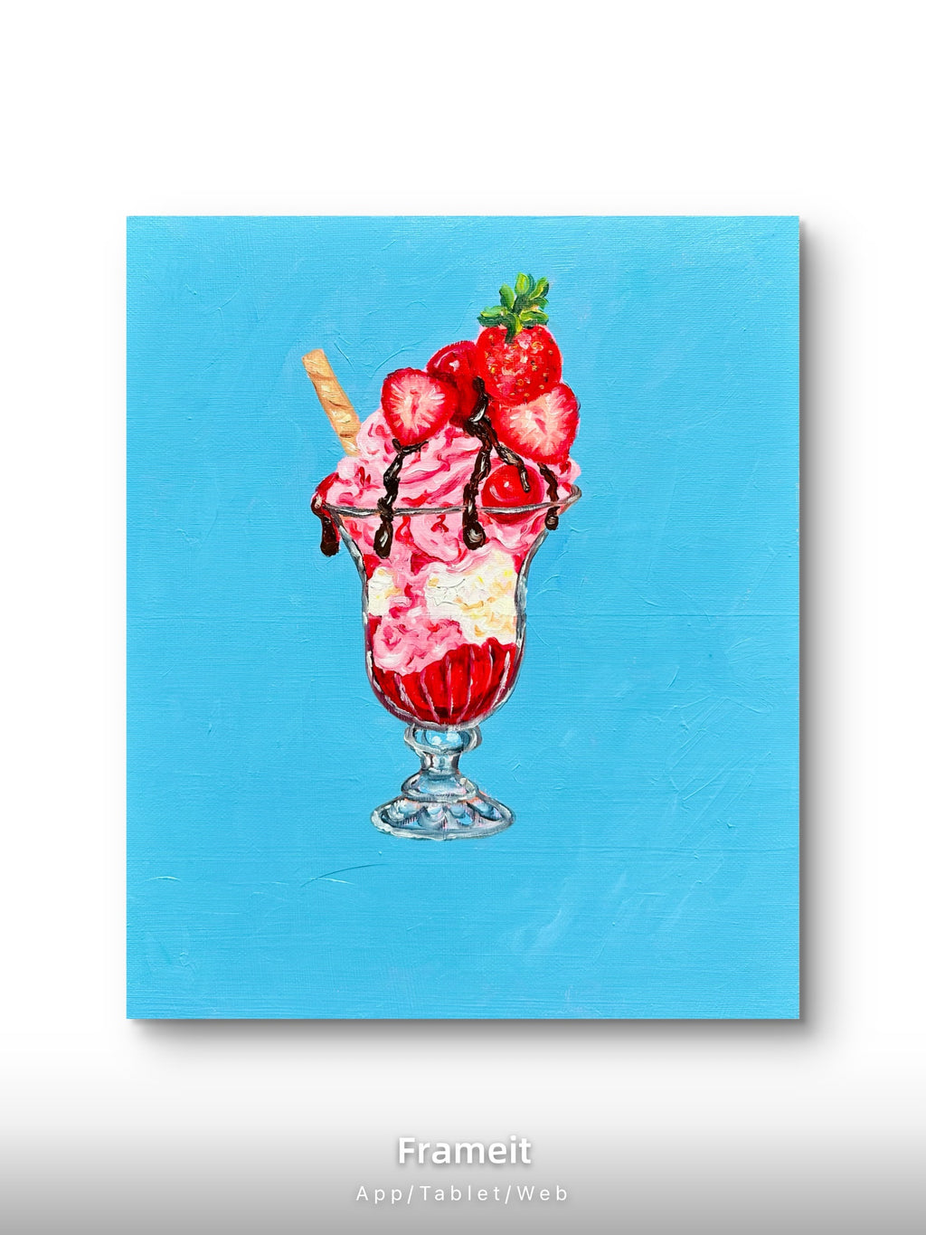 Strawberry Sundae -Original oil painting