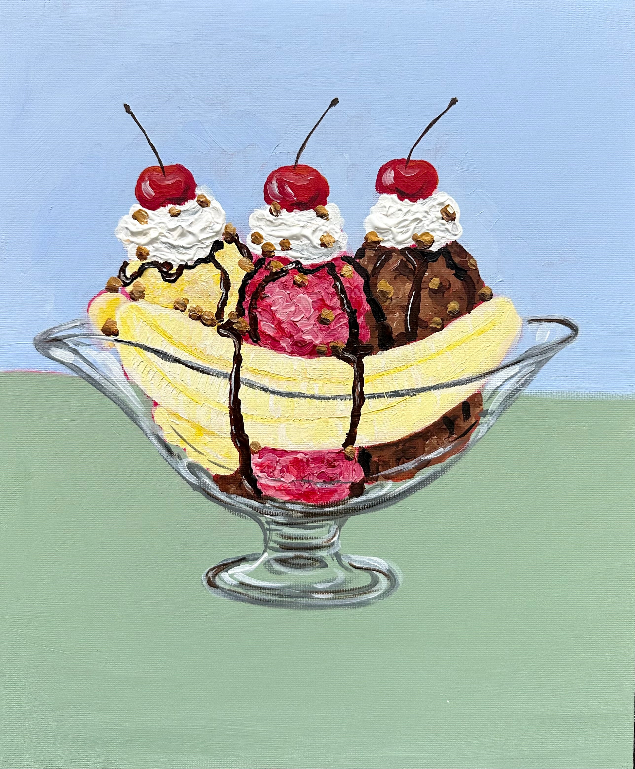 Banana Split boat -Original acrylic painting