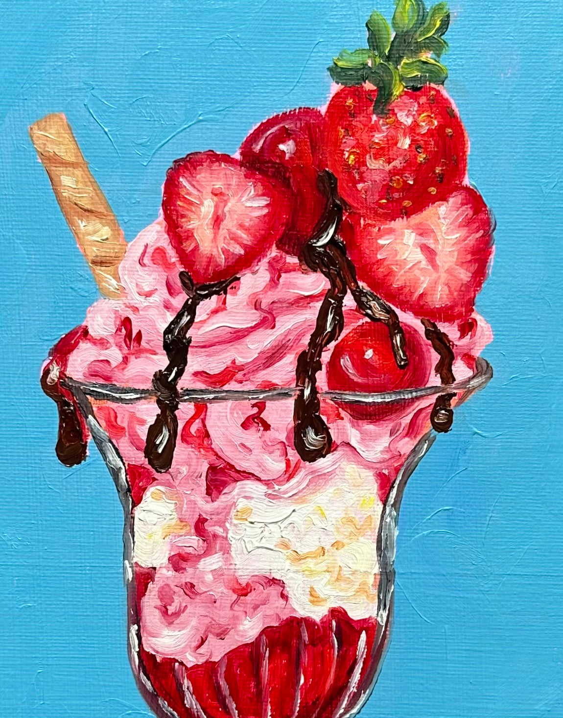 Strawberry Sundae -Original oil painting