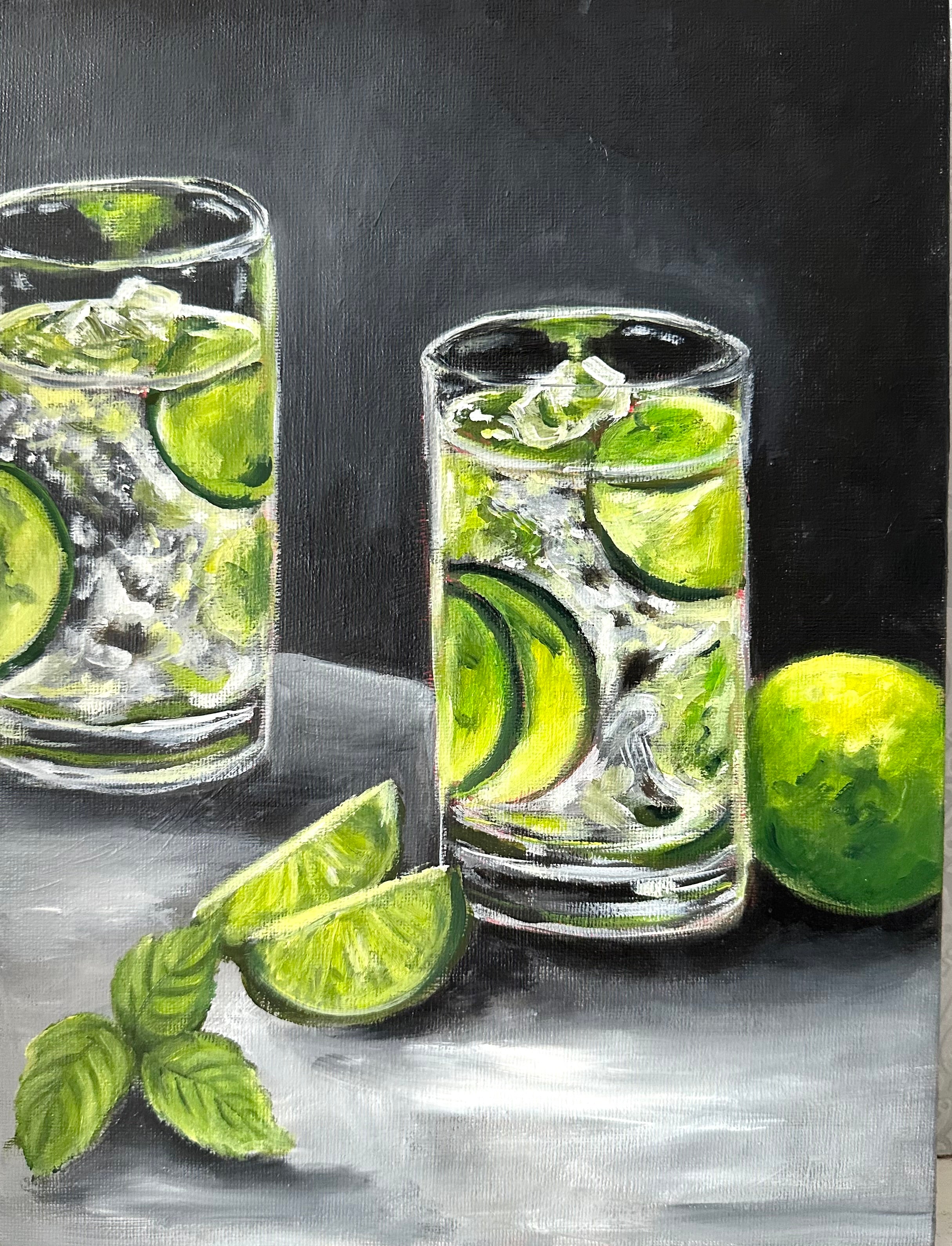 Gin & Tonic with Limes – Original Oil Still Life Painting