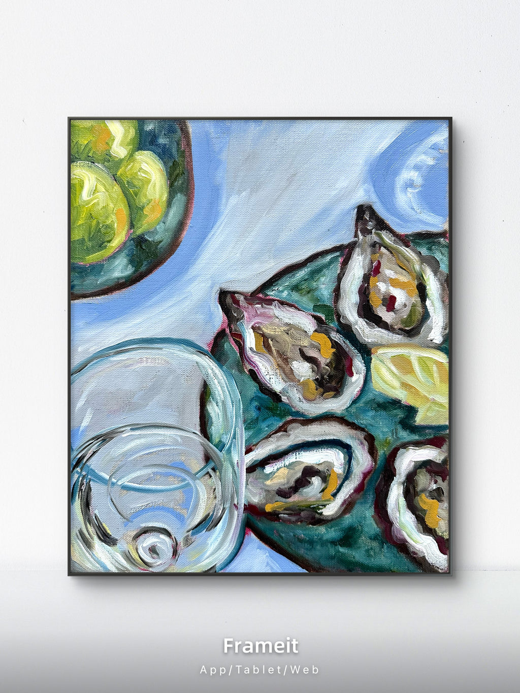 Oysters -Original oil painting on linen canvas