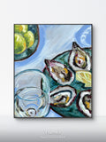 Oysters -Original oil painting on linen canvas