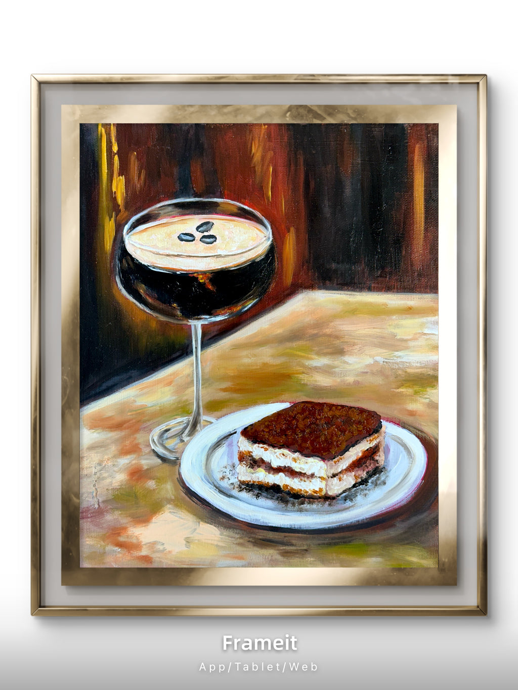 Espresso Martini & Tiramisu – Original Oil Painting
