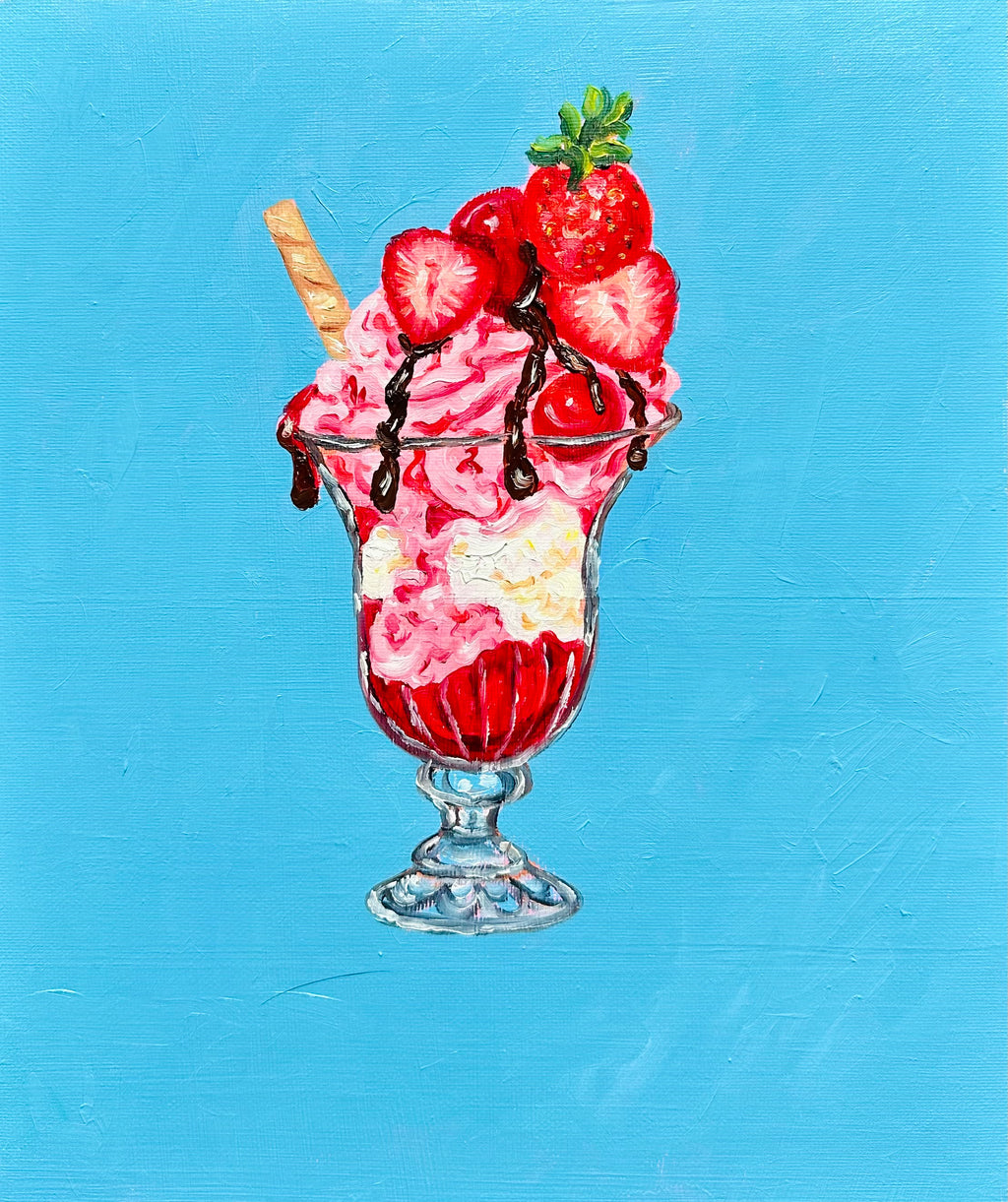 Strawberry Sundae -Original oil painting