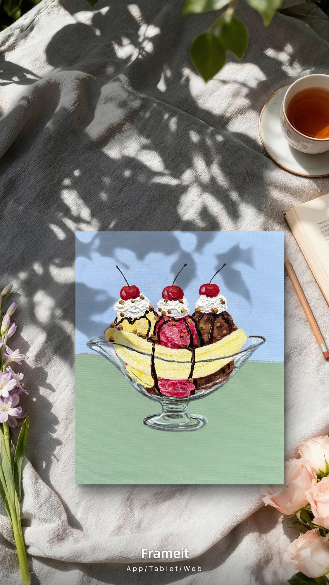 Banana Split boat -Original acrylic painting