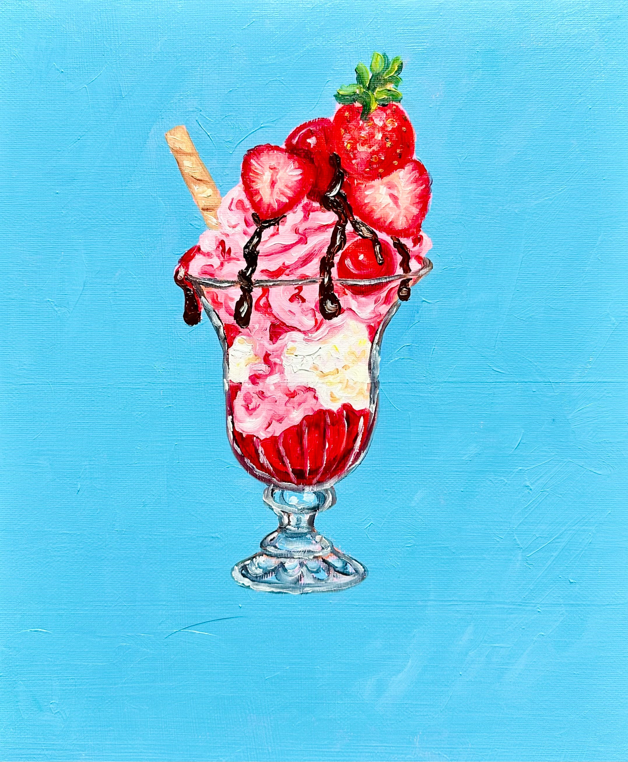 Strawberry Sundae -Original oil painting