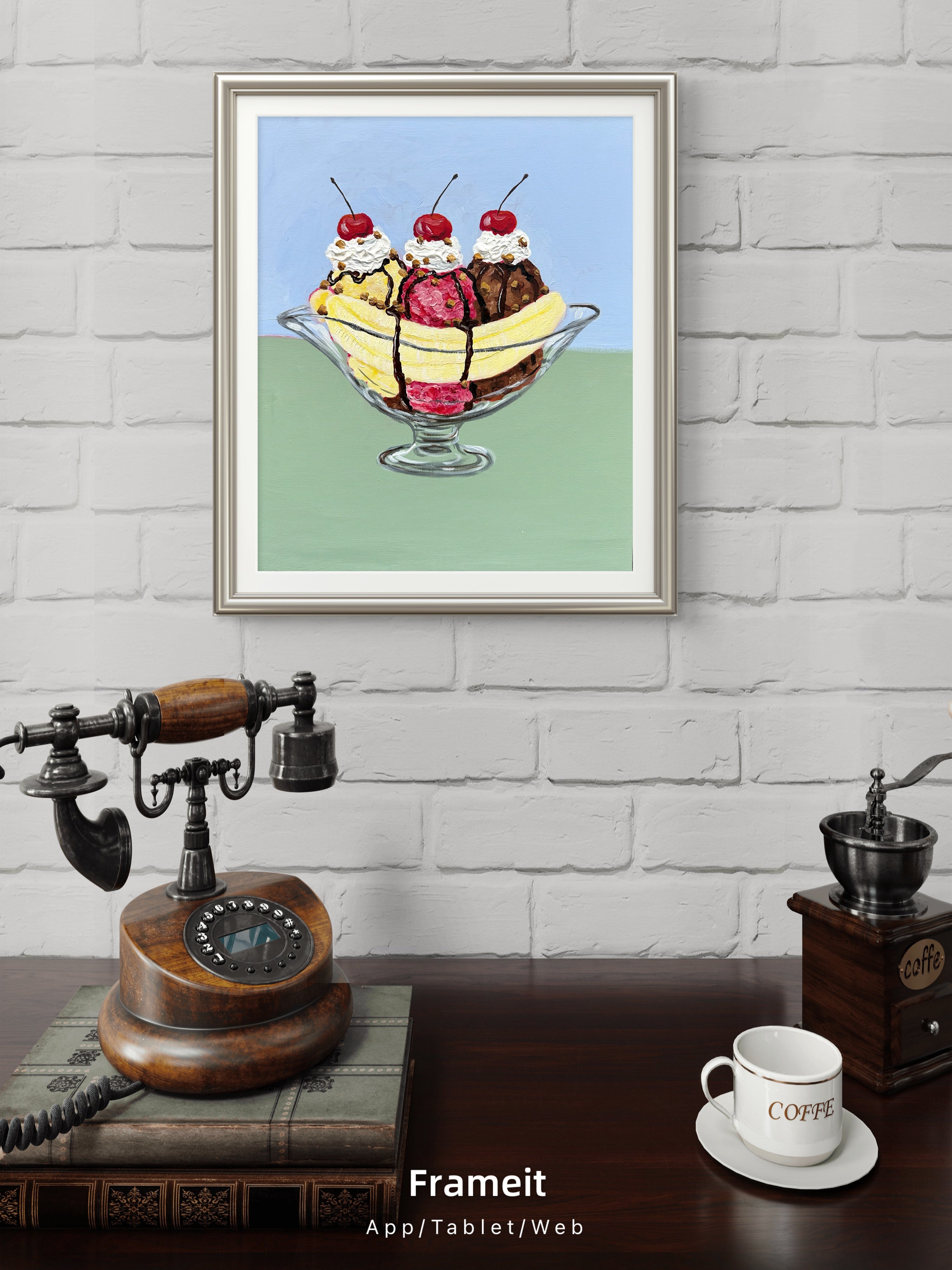 Banana Split boat -Original acrylic painting