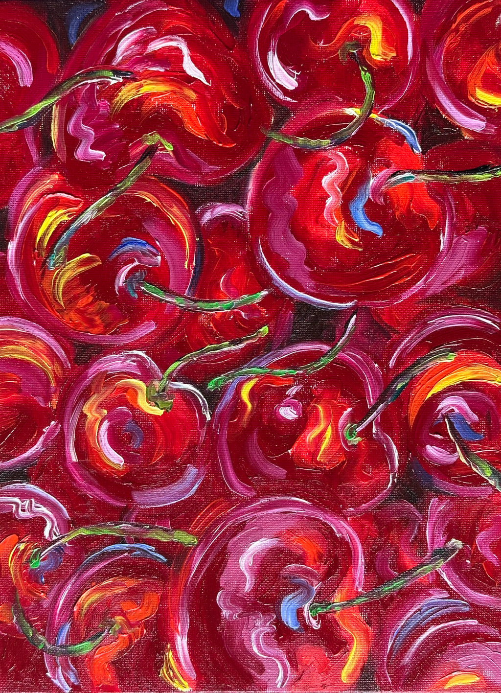 Cherries -Original cherry oil painting on canvas