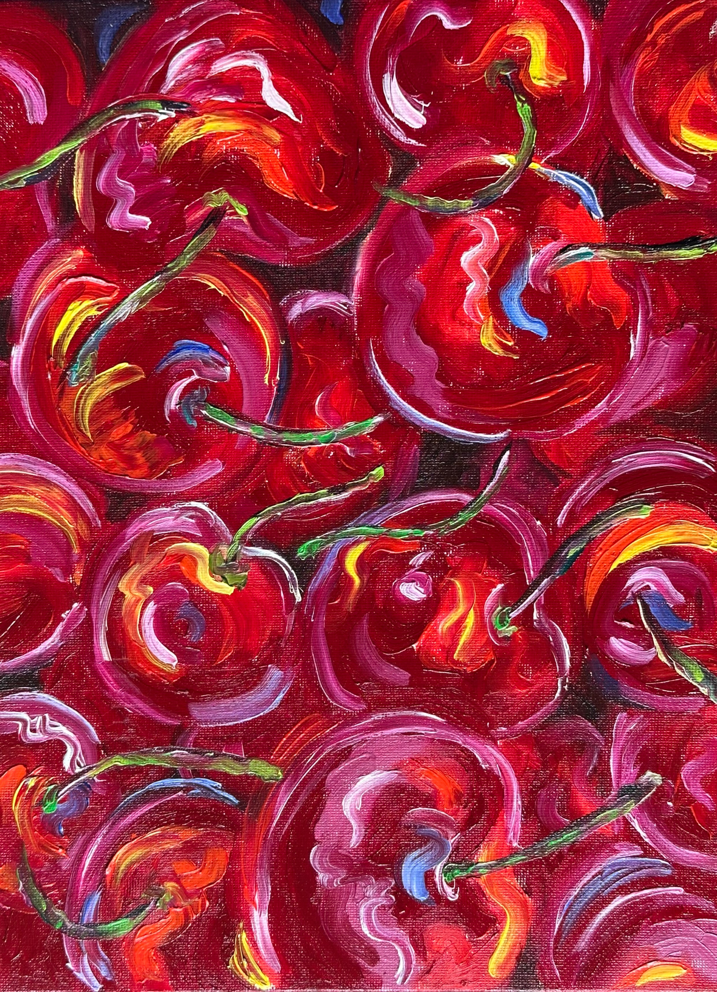 Cherries -Original cherry oil painting on canvas