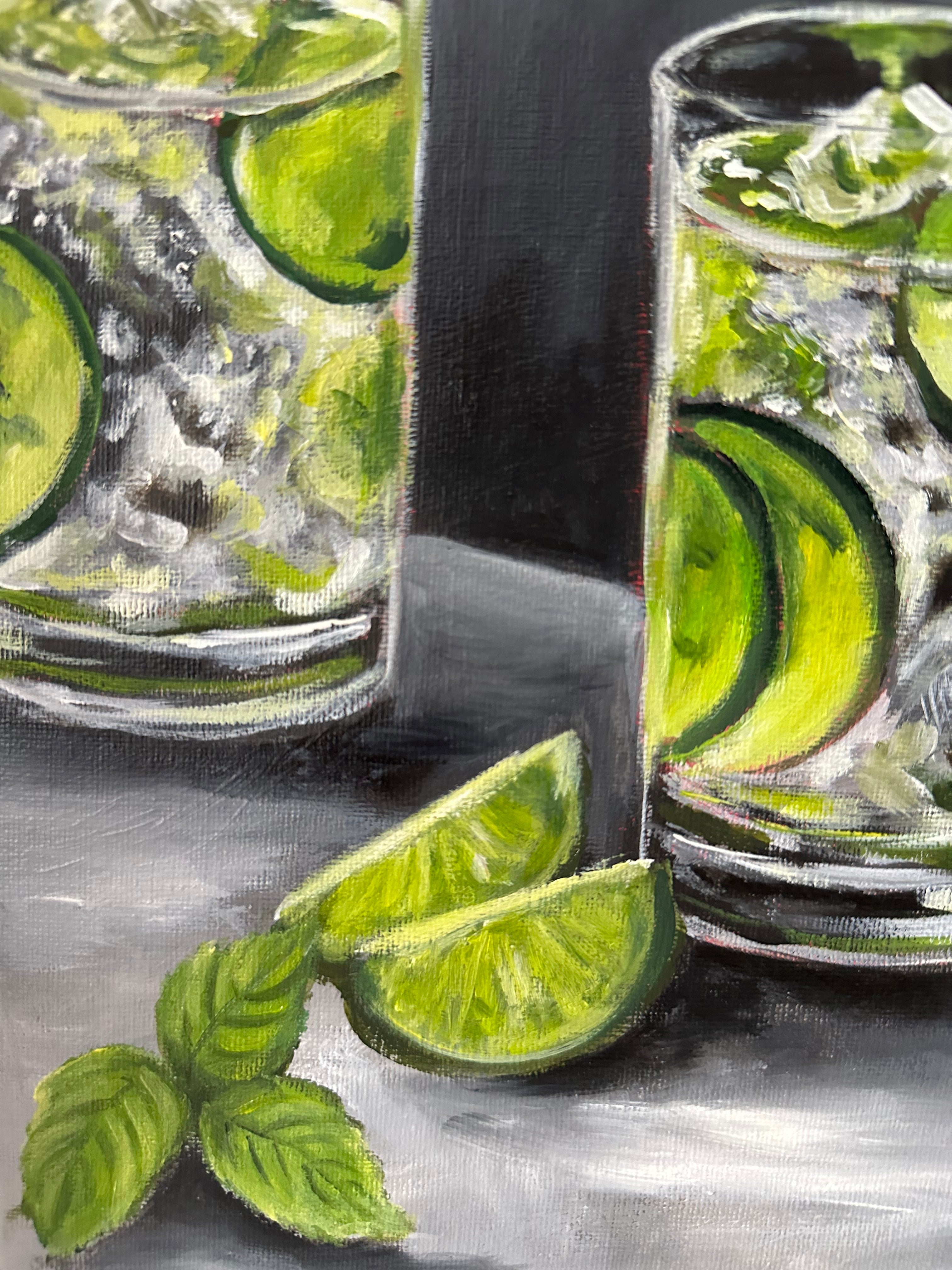 Gin & Tonic with Limes – Original Oil Still Life Painting