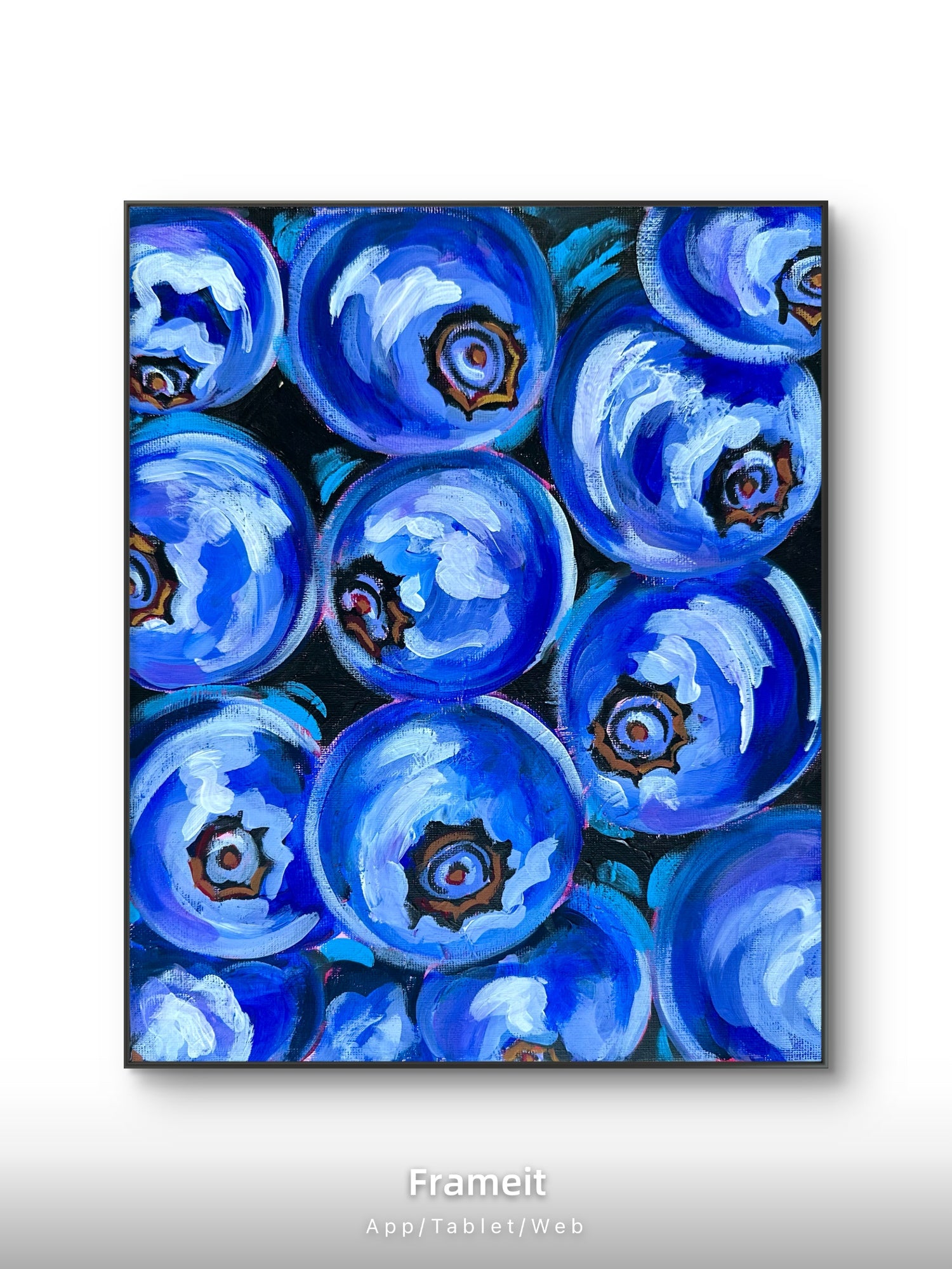 Blueberries -Original blueberry acrylic painting on canvas