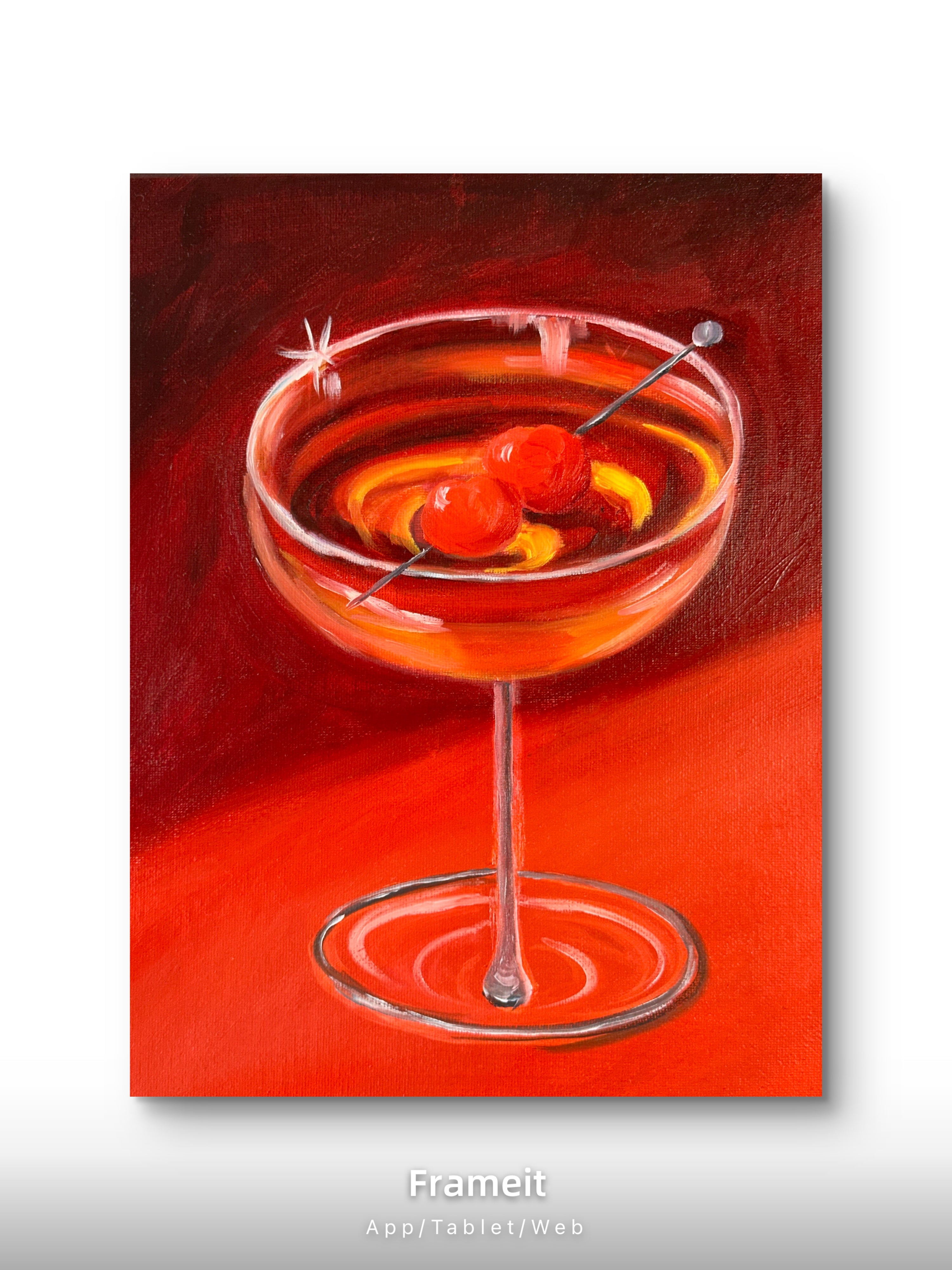 Manhattan Cocktail – Deep Red Original Oil Painting