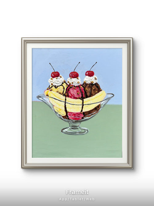 Banana Split boat -Original acrylic painting