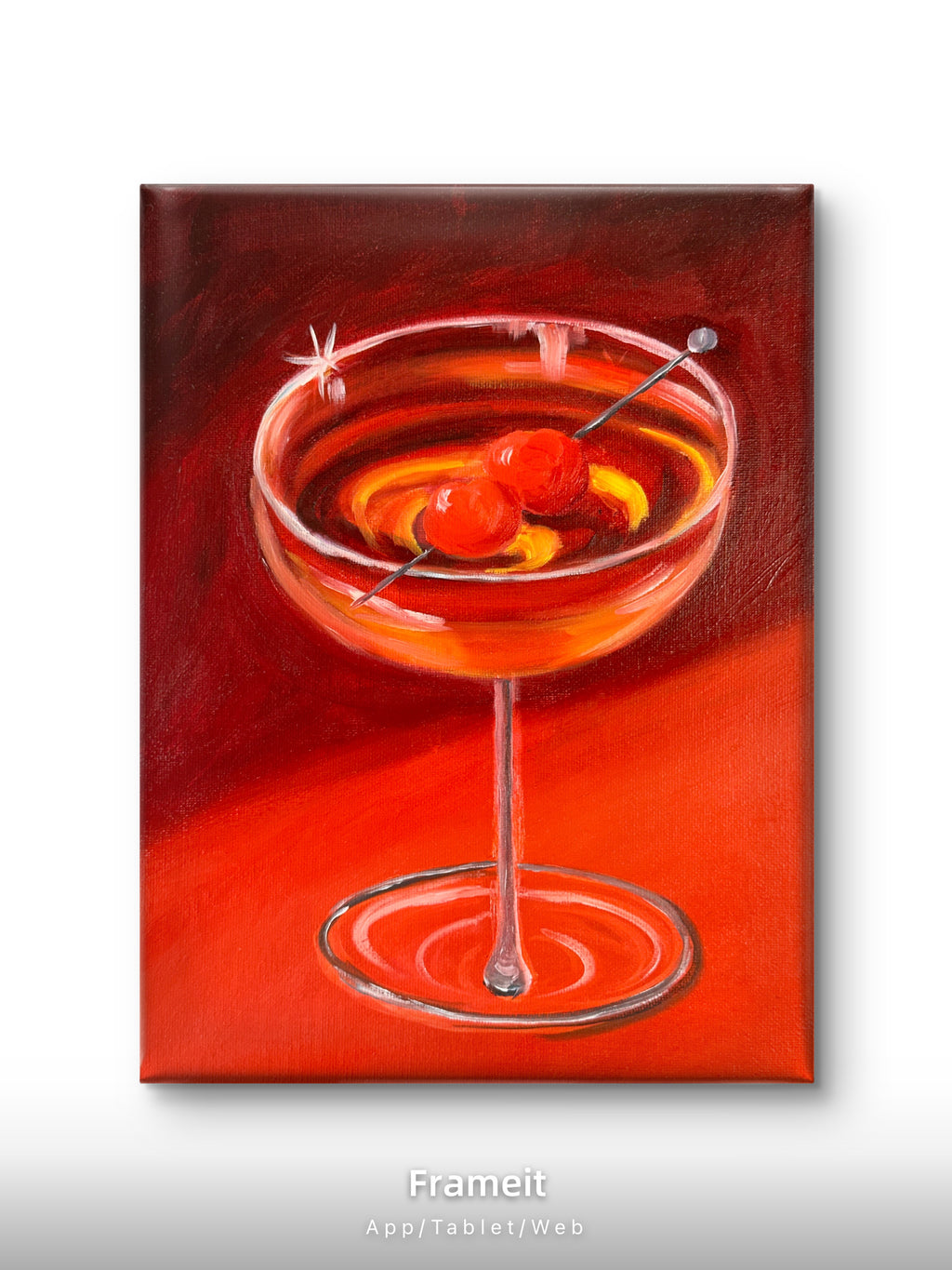 Manhattan Cocktail – Deep Red Original Oil Painting