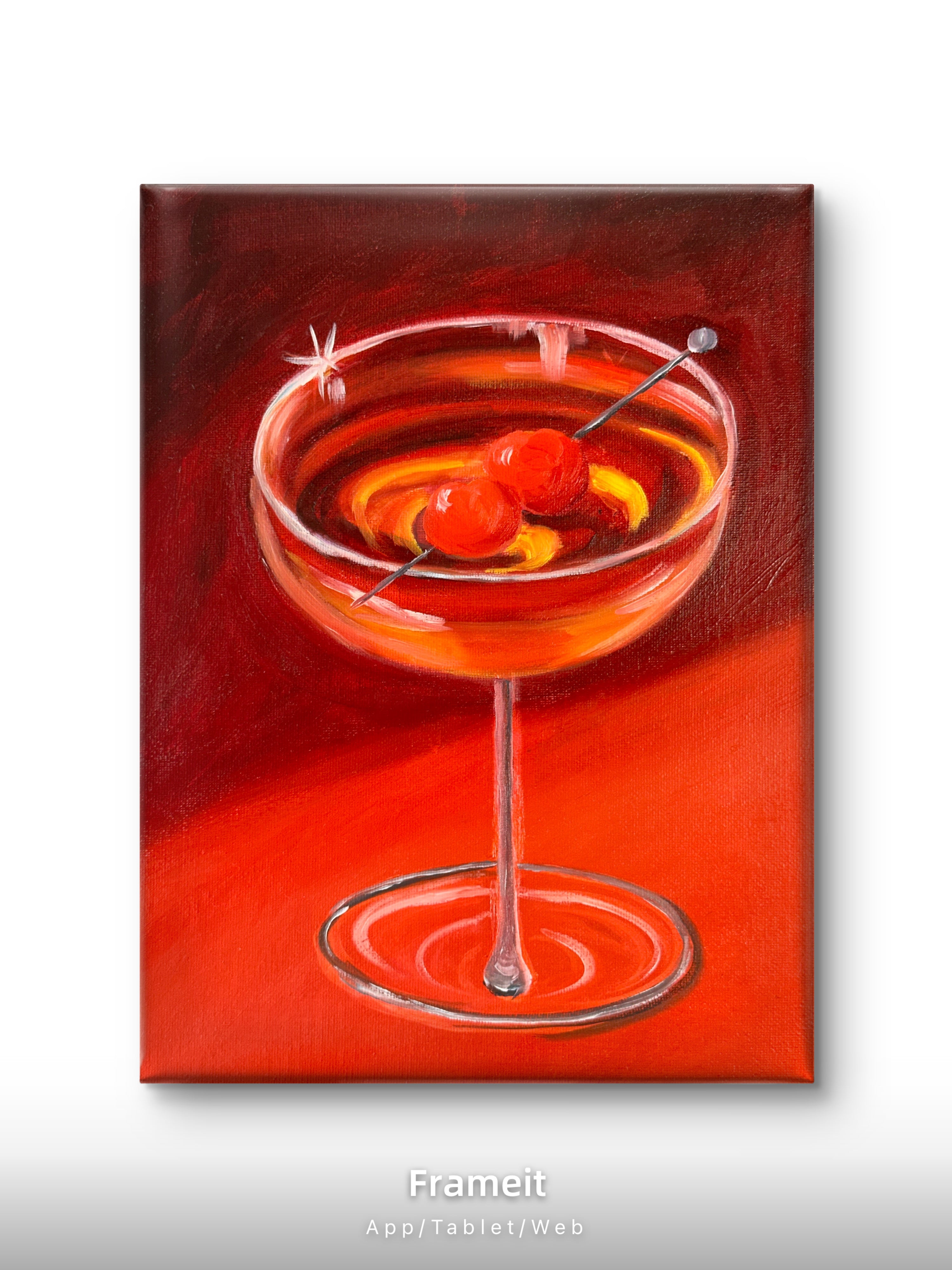 Manhattan Cocktail – Deep Red Original Oil Painting