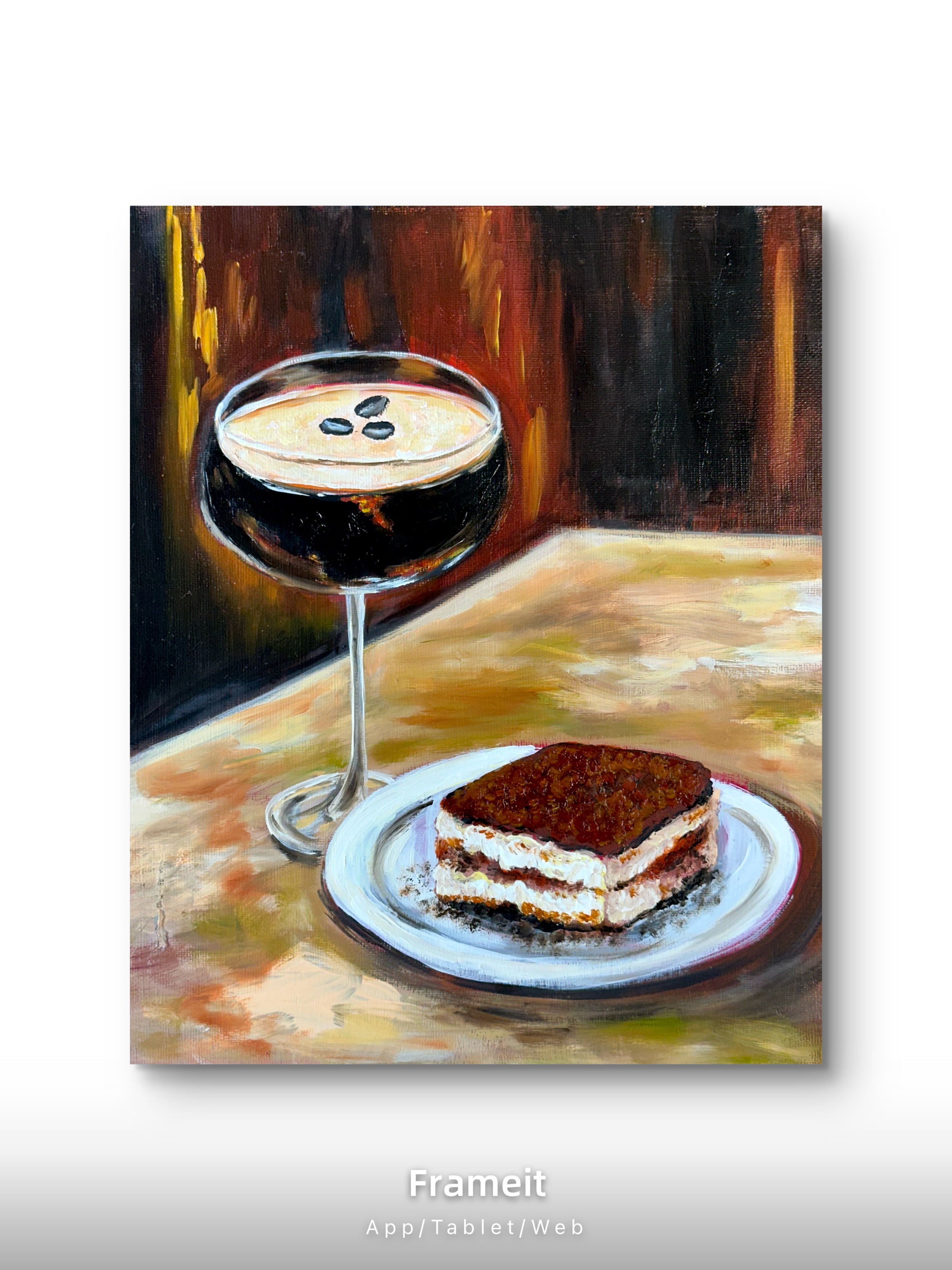 Espresso Martini & Tiramisu – Original Oil Painting