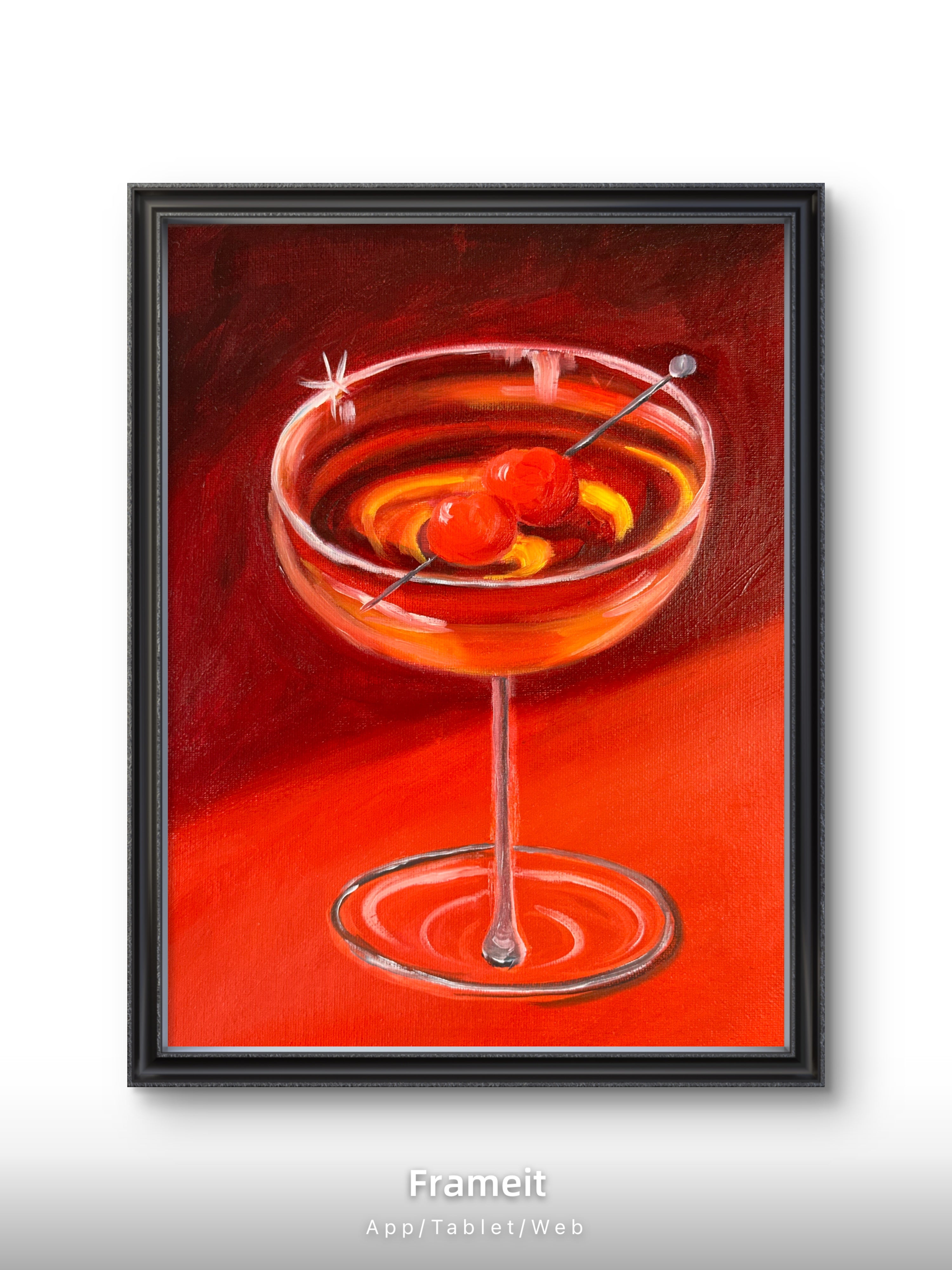 Manhattan Cocktail – Deep Red Original Oil Painting