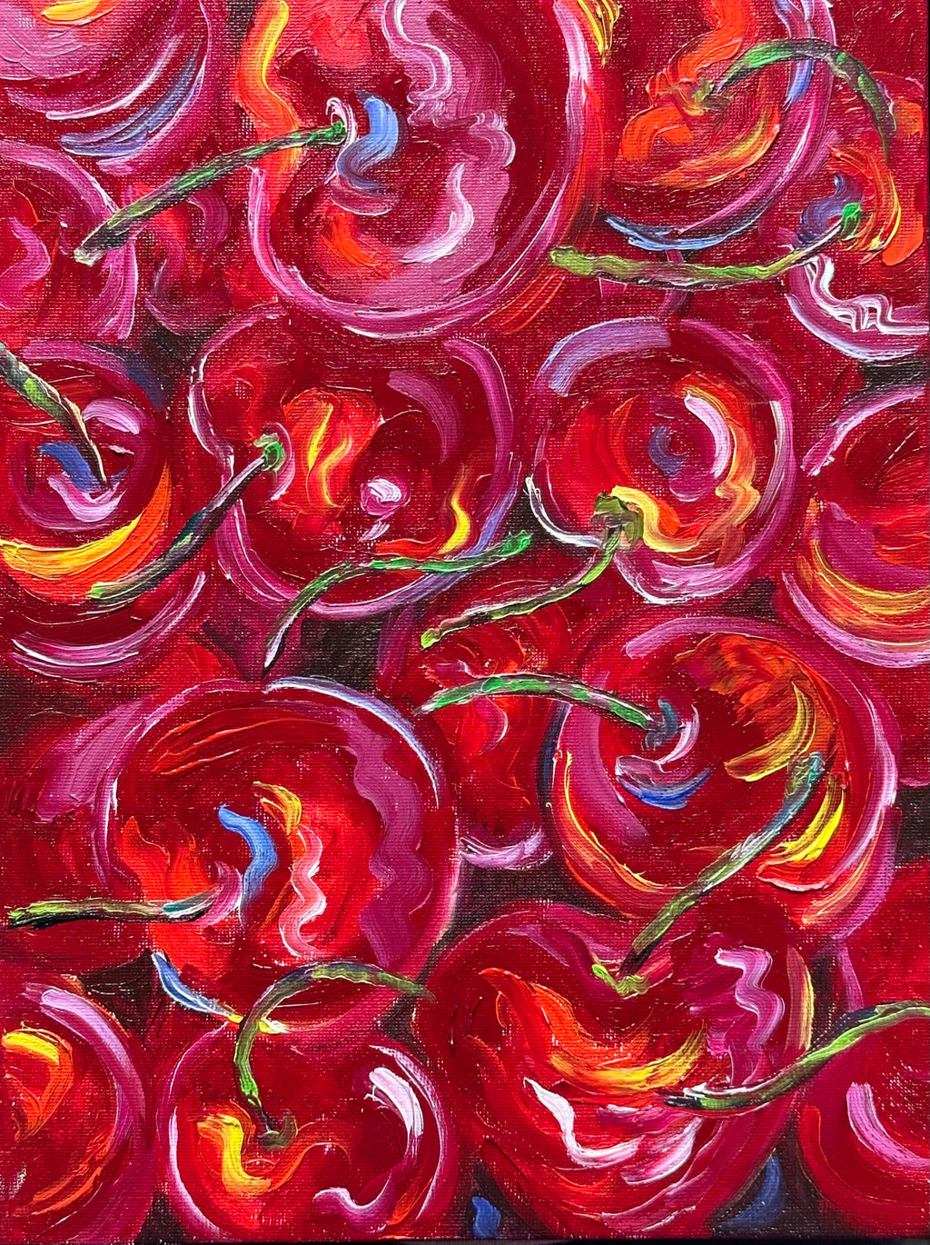 Cherries -Original cherry oil painting on canvas