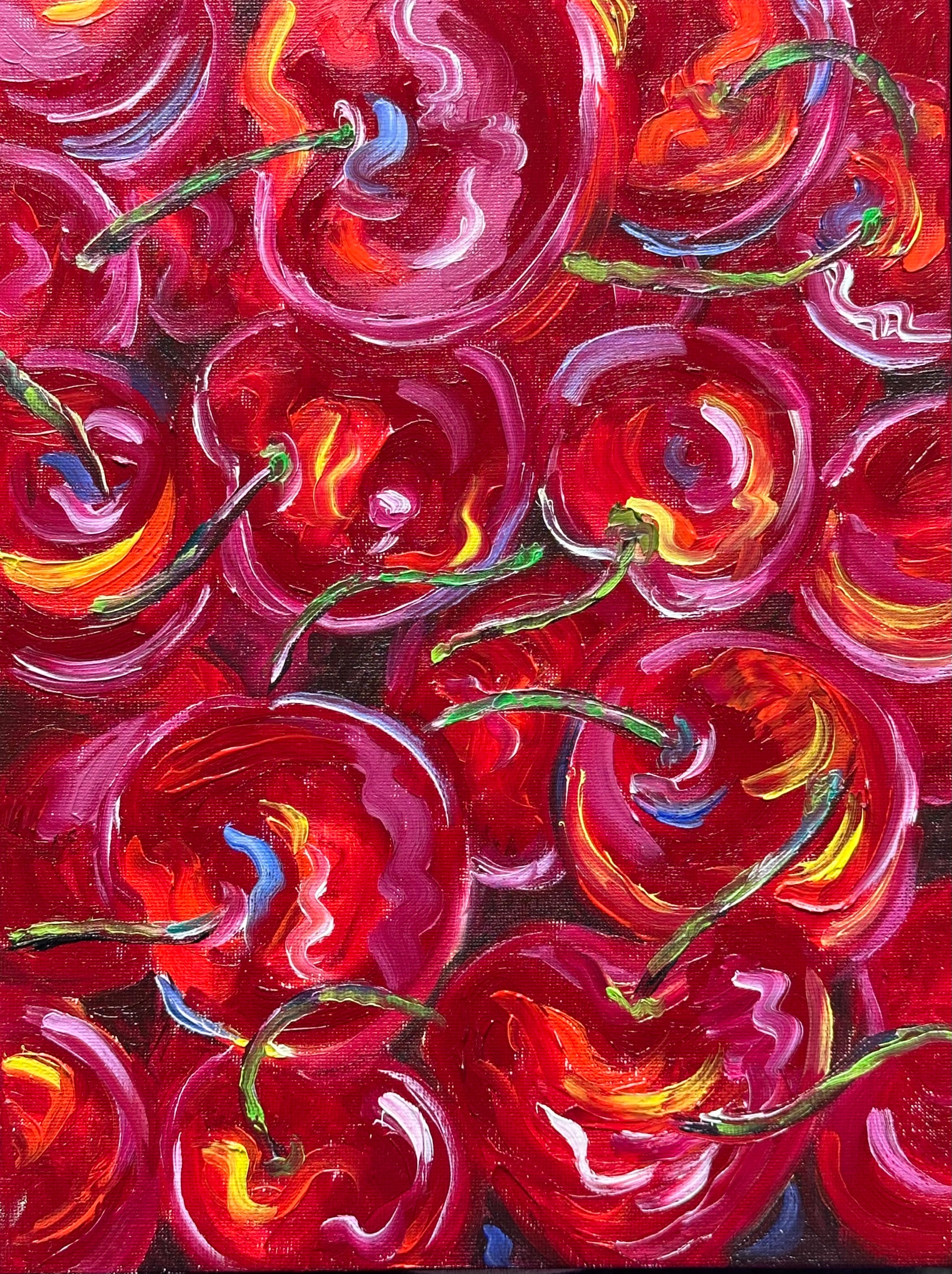 Cherries -Original cherry oil painting on canvas