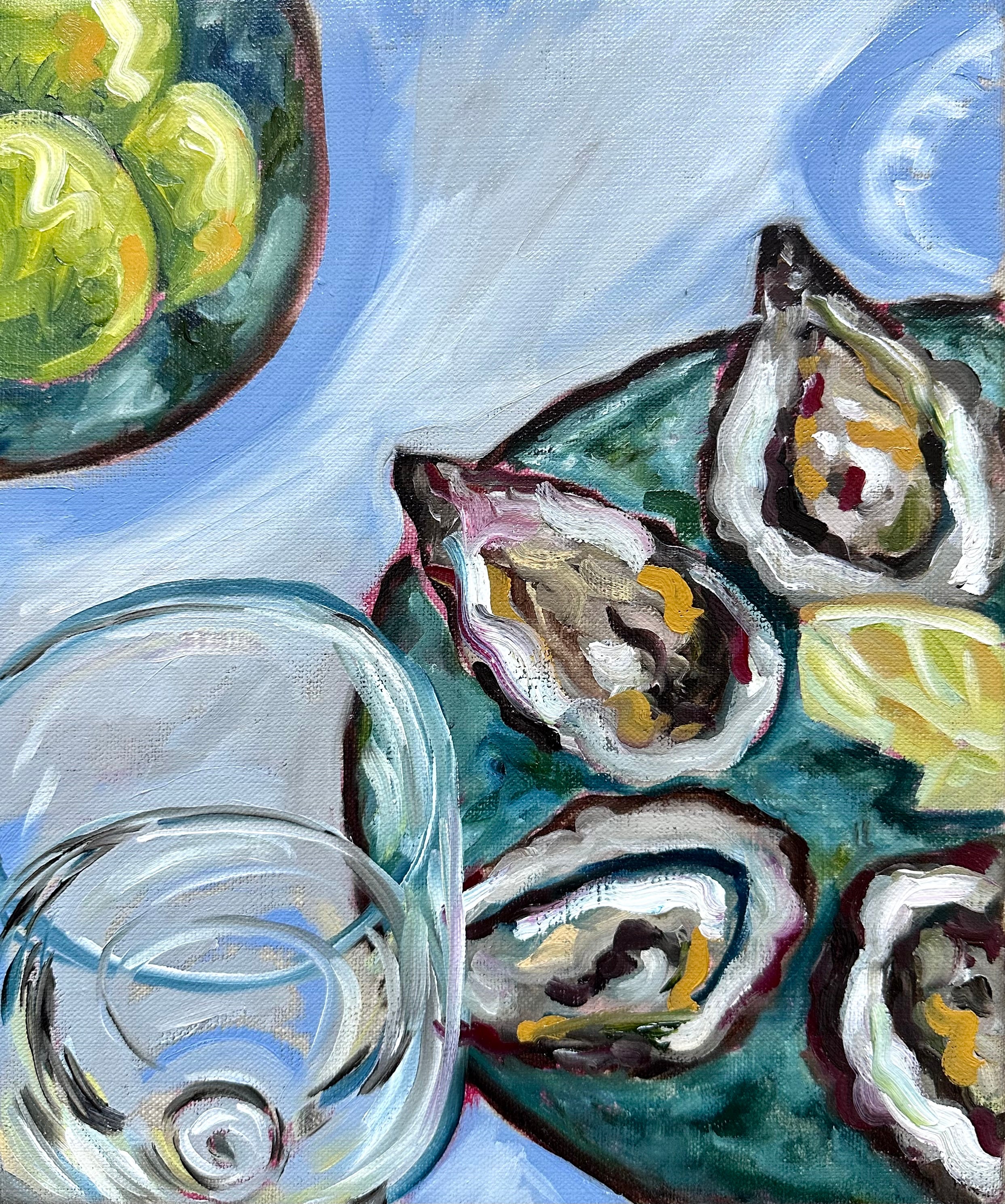 Oysters -Original oil painting on linen canvas