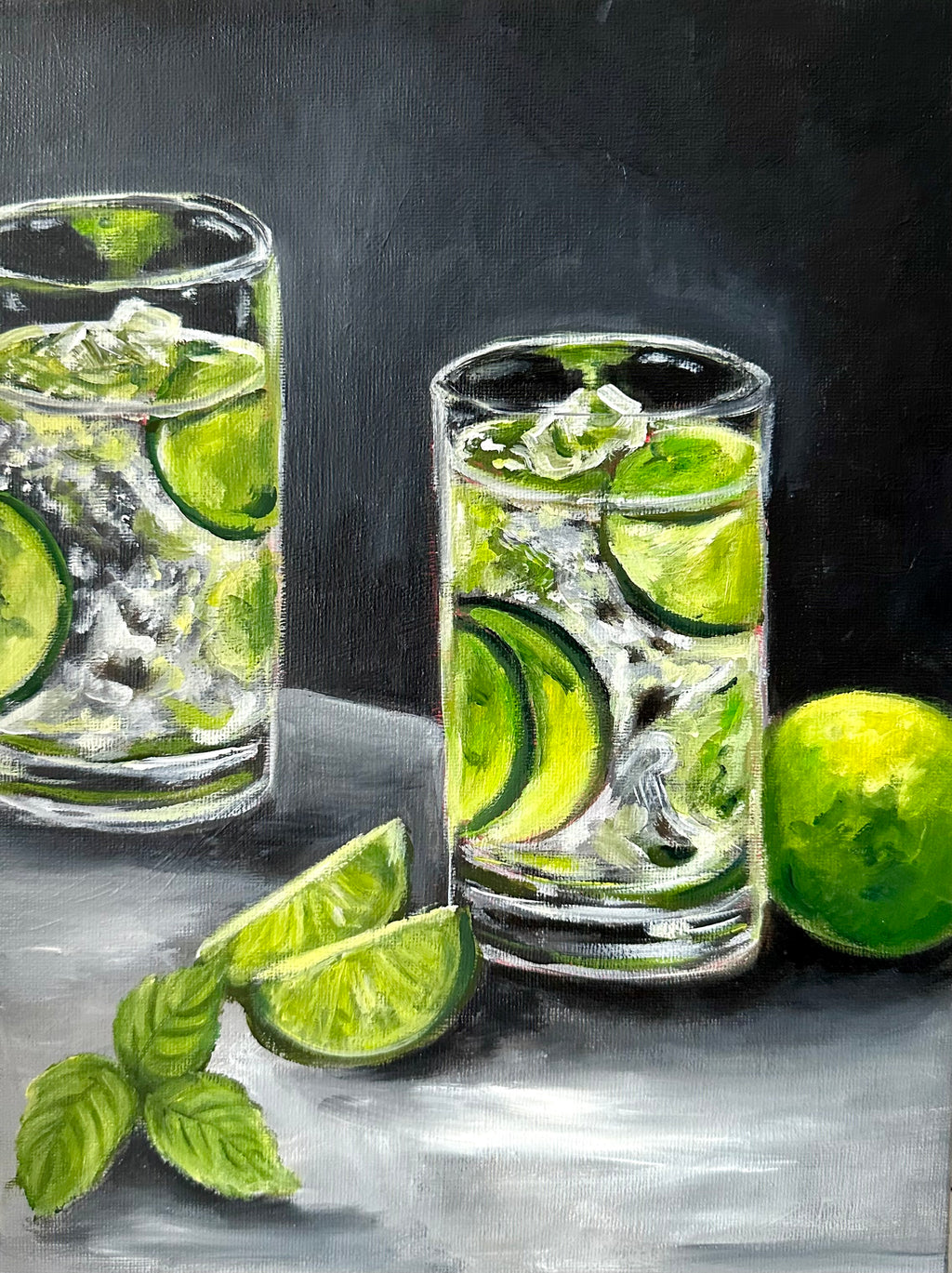 Gin & Tonic with Limes – Original Oil Still Life Painting