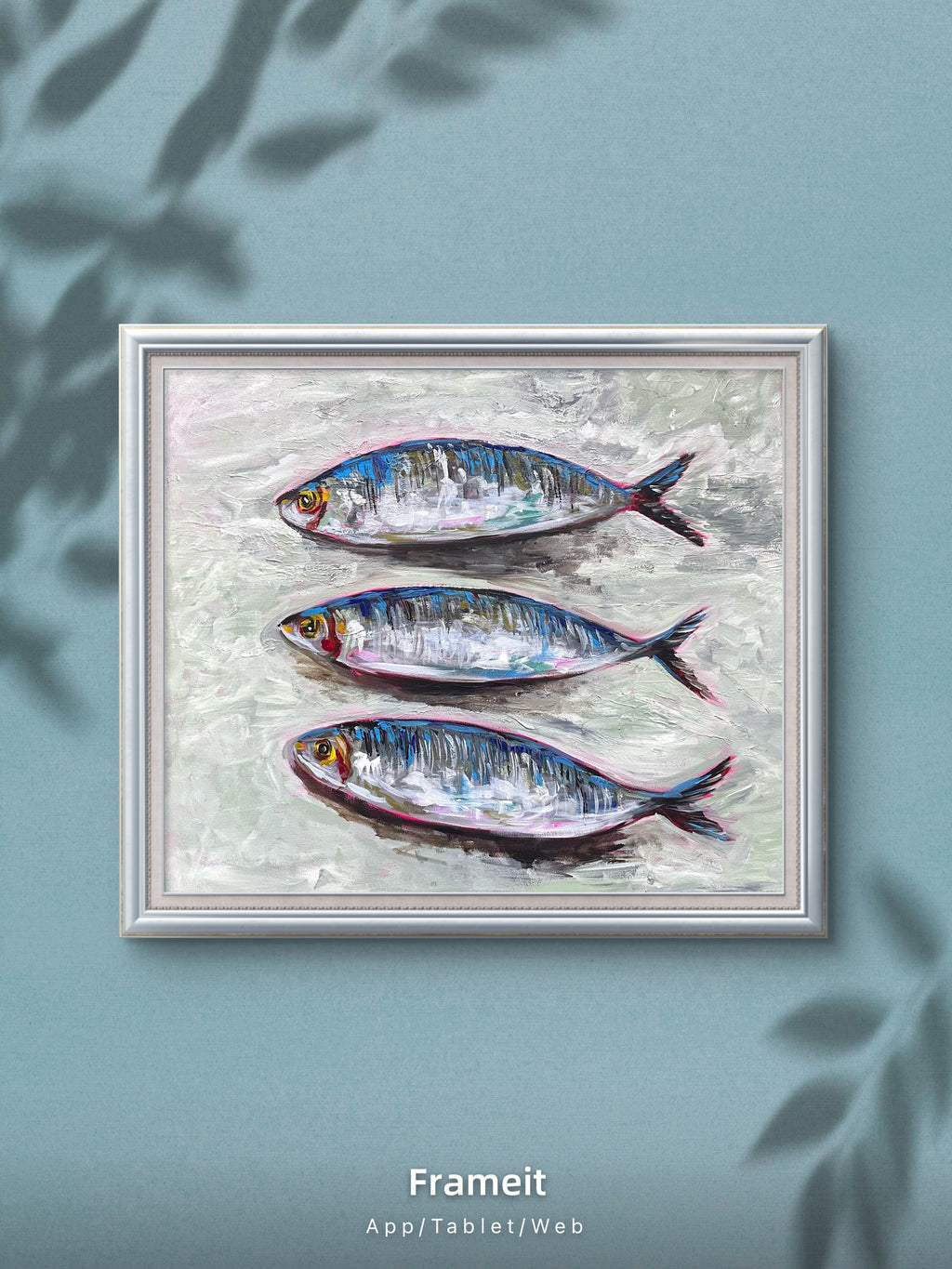 Three Sardines Original Acrylic Painting | Colourful Fish Art | Kitchen Wall Art | Textured Impasto Artwork