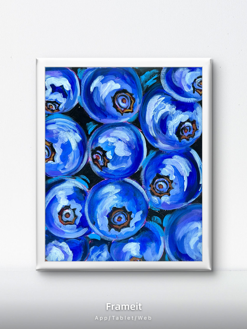 Blueberries -Original blueberry acrylic painting on canvas