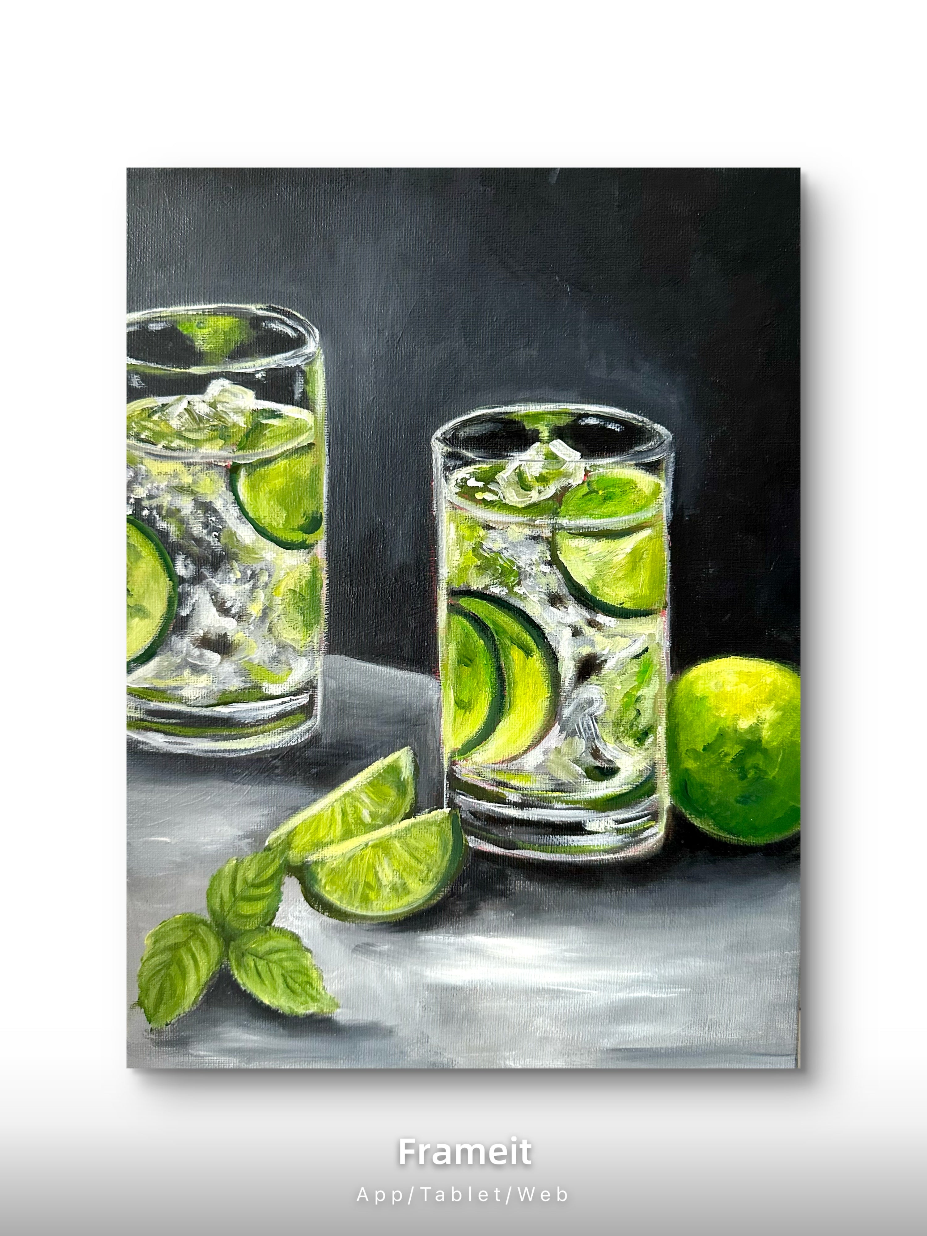 Gin & Tonic with Limes – Original Oil Still Life Painting