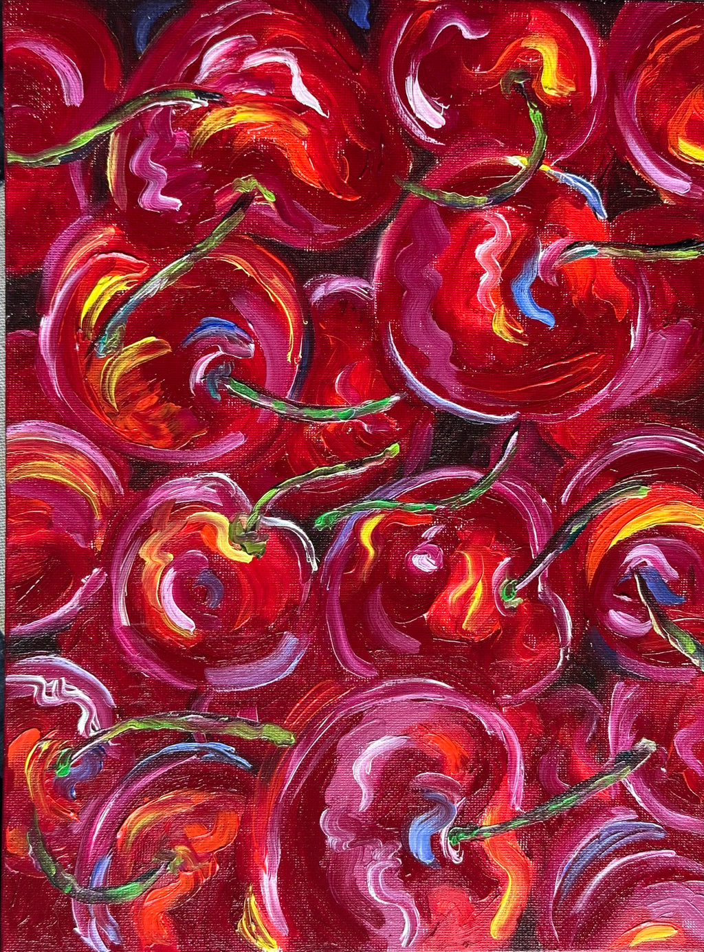 Cherries -Original cherry oil painting on canvas