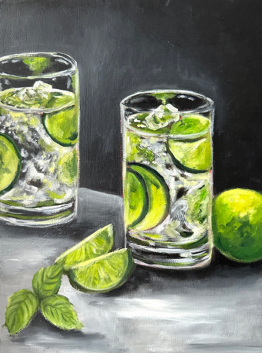Gin & Tonic with Limes – Original Oil Still Life Painting