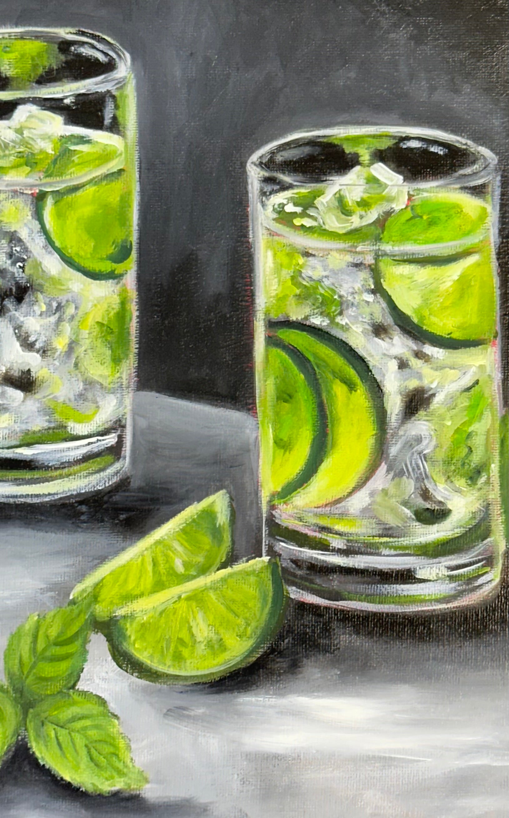 Gin & Tonic with Limes – Original Oil Still Life Painting