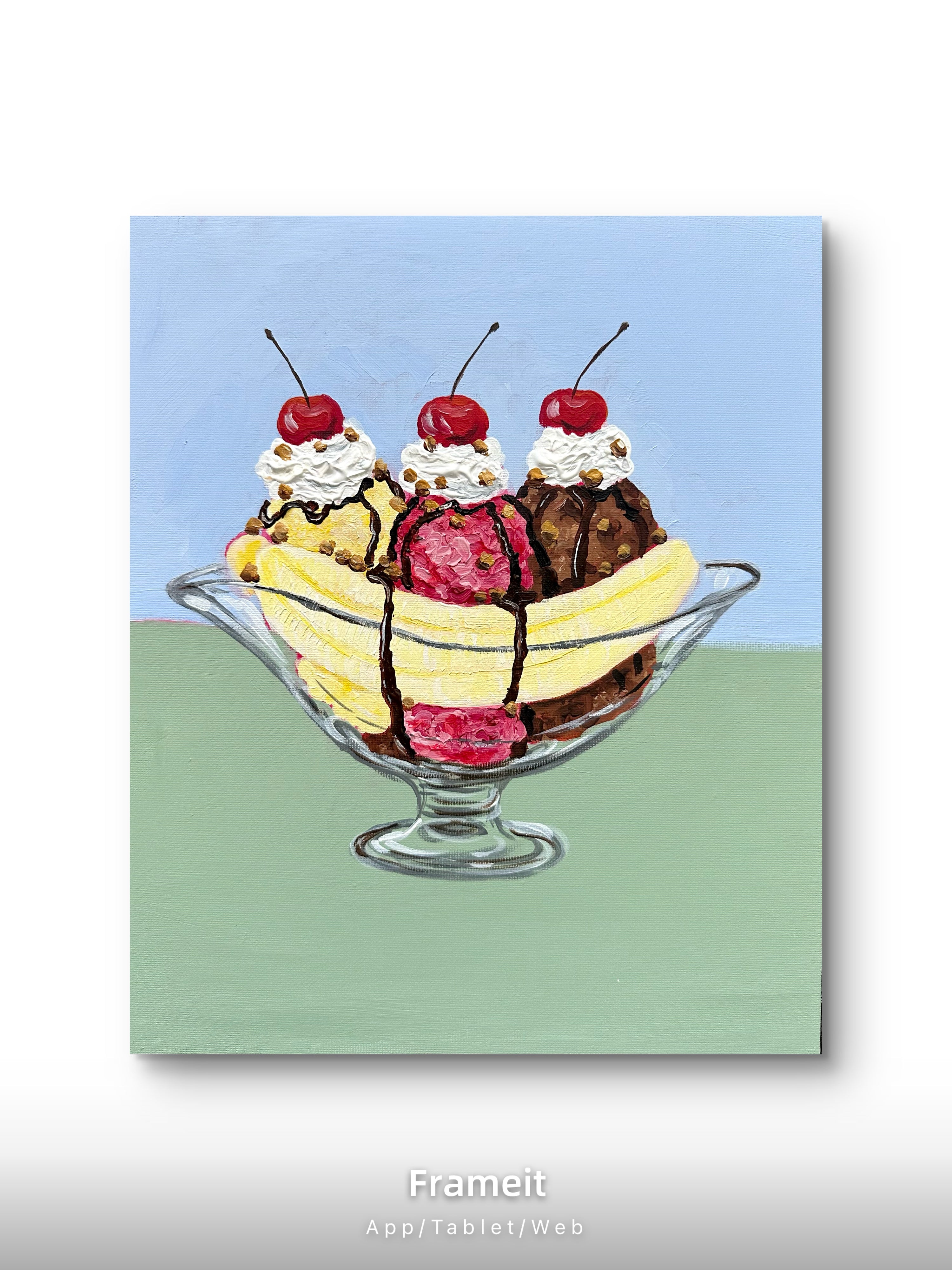 Banana Split boat -Original acrylic painting