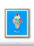 Icecream and cherry on top-Original oil painting on canvas